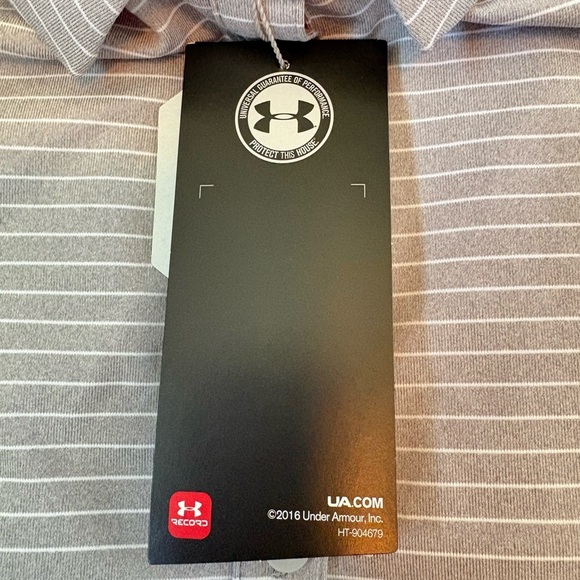 NWT Under Armour Woman’s Small Striped Short Sleeve Gray Collard Polo Shirt - Picture 6 of 10